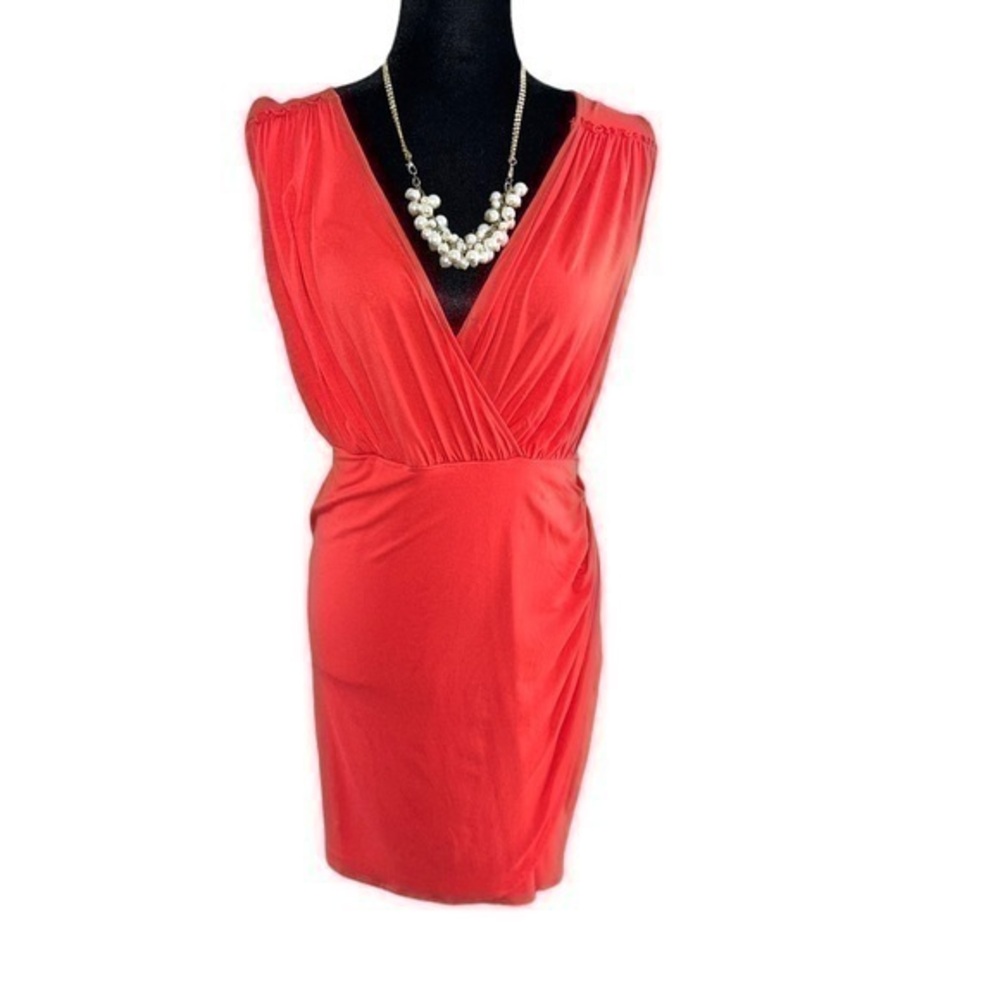 Massimo Orange Deep V Midi Summer Dress Size M
